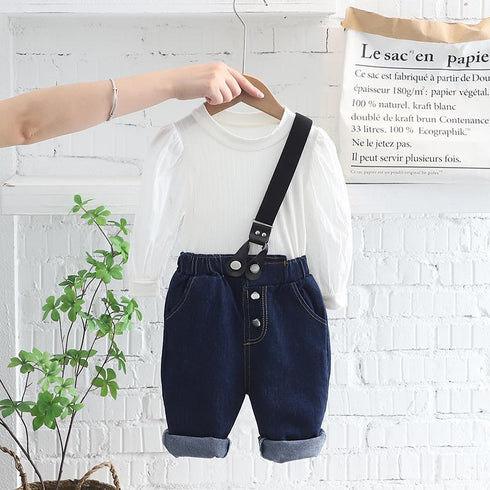 Spring and Autumn Girls Long Sleeve Set Two-Piece Set